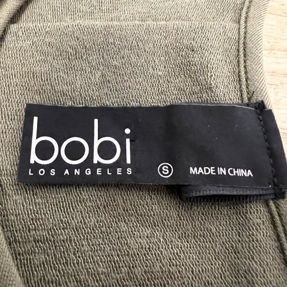 Bobi Los Angeles Womens Blouse Olive Green Short Sleeve Lace Up Detail Pleat S - Picture 10 of 10